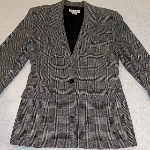 Jones New York 10 Tweed Jacket Black&White,Single-Breasted Detailing sleeve cuff - Picture 11 of 14